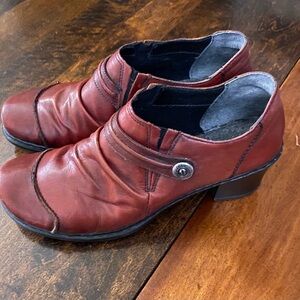 Rieker Red Leather Heeled Shoes 7.5